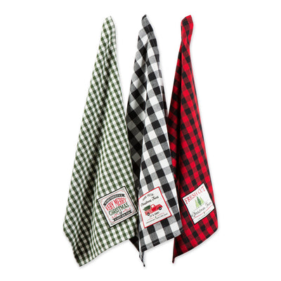 Christmas Tree Farm Embellished Dish Towels Set of 3 Assorted