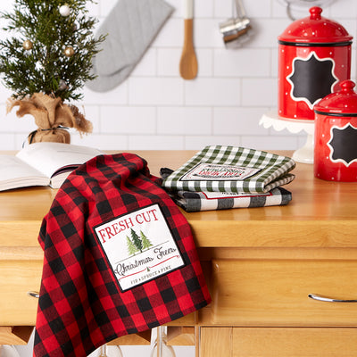 Christmas Tree Farm Embellished Dish Towels Set of 3 Assorted