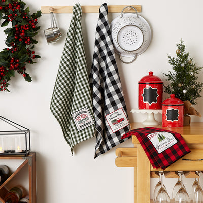 Christmas Tree Farm Embellished Dish Towels Set of 3 Assorted