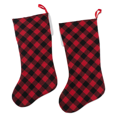 Holiday Stockings Red and Black Buffalo Checks Set of 2