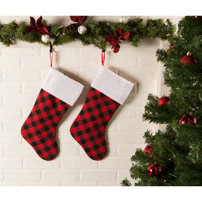 Holiday Stockings Red and Black Buffalo Checks Set of 2