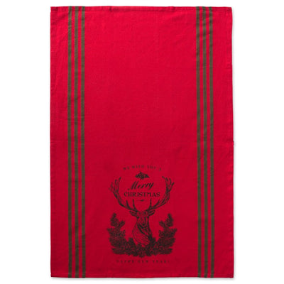 Stag Christmas Print Dish Towels Set of 3 Assorted