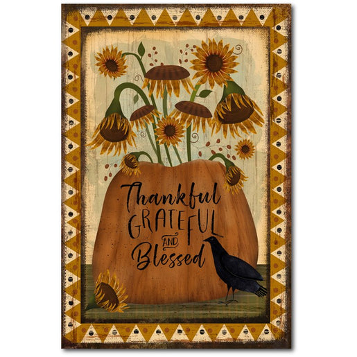 Thankful Grateful Blessed Fall Flag 12" x 18" Gallery-Wrapped Canvas Wall Art