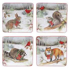 Winter Forest Dessert Plates Set of 4
