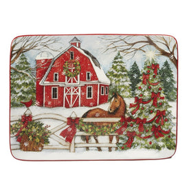 Christmas on the Farm 16" x 12" Rectangular Platter