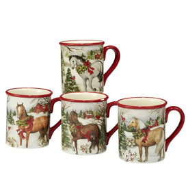 Christmas on the Farm 18 Oz Mugs Set of 4