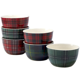 Christmas Plaid Ice Cream Bowls Set of 6