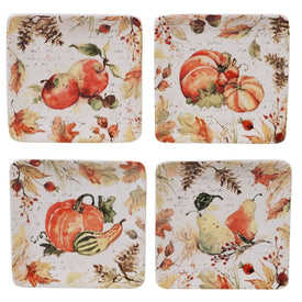 Harvest Splash 6" Square Canape Plates Set of 4