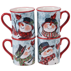 Watercolor Snowman 16 Oz Mugs Set of 4