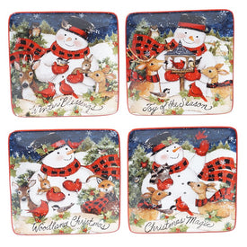Magic of Christmas Snowman Canape Plates Set of 4