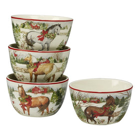 Christmas on the Farm Ice Cream Bowls Set of 4
