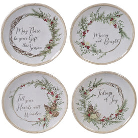 Holly and Ivy 6' Round Canape Plates Set of 4