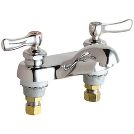 Lavatory Faucet 4 Inch Spread 2 Curved Lever ADA Polished Chrome Quarter-Turn Compression