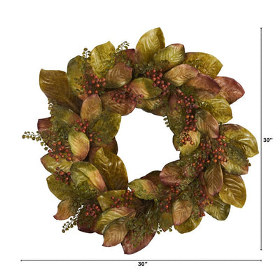 30" Fall Magnolia Berry Wreath