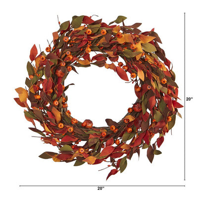 20" Harvest Mini Pumpkin Wreath