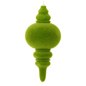 10" Moss Green Flocked Finial Ornaments 3 Per Bag