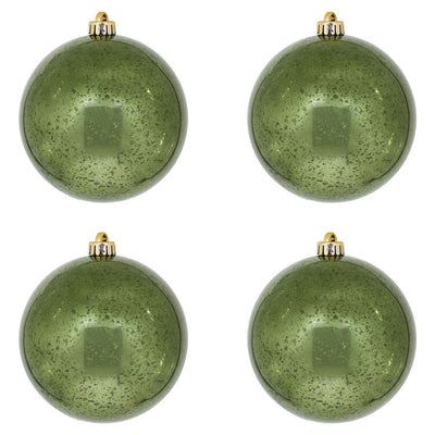 6" Moss Green Shiny Mercury Balls 4 Per Bag
