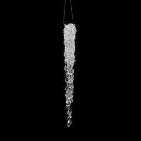 8" Clear Glitter Icicles 6 Per Bag