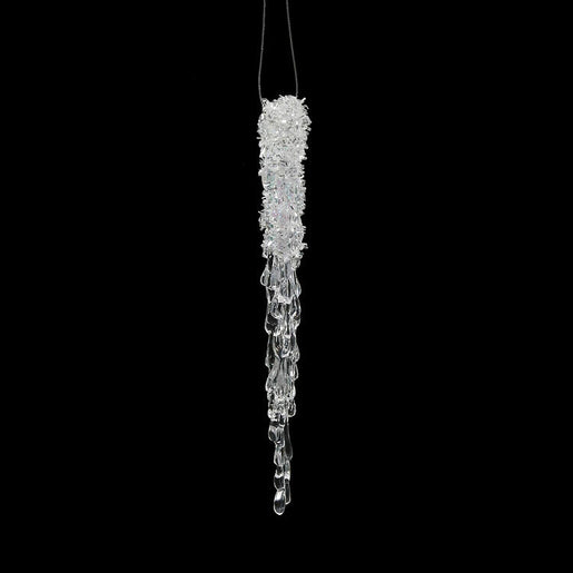 8" Clear Glitter Icicles 6 Per Bag