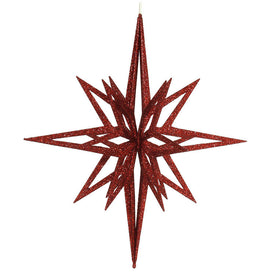 24" Red 3D Glitter Star