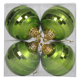 4" Lime Green Shiny/Matte Mirror Balls 4 Per Box