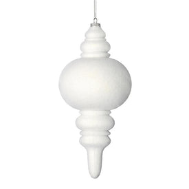 10" White Flocked Finial Ornaments 3 Per Bag