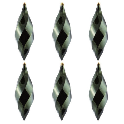 8" Moss Green Shiny Swirl Finials 6 Per Bag