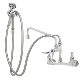 Pre-Rinse Faucet Wall Mount 8" Spread 2 Lever Chrome