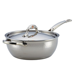 Symphonia Prima Hammered Stainless Steel Clad 4-Quart Covered Chef's Pan