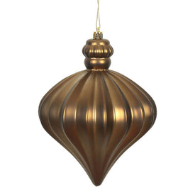 6" Mocha Matte Onion Drop Ornaments with Drilled and Wired Caps 4 Per Bag