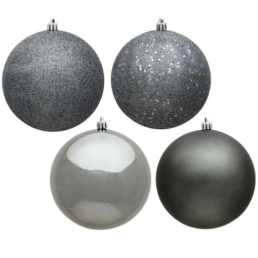 2.4" Pewter Four-Finish Ball Christmas Ornaments 24 Per Box