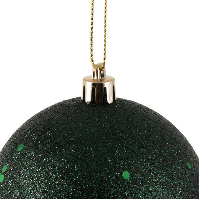 3" Midnight Green Four-Finish Ball Christmas Ornaments 16 Per Box
