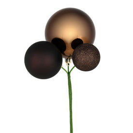 18" Chocolate Ball Ornament Picks 3 Per Bag