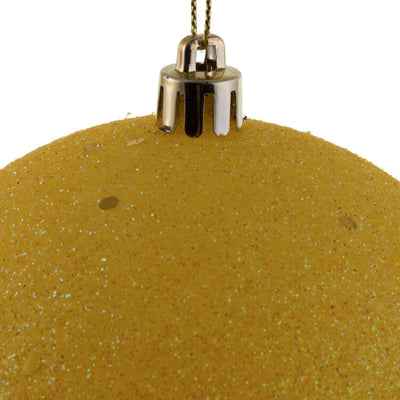 4" Yellow Four-Finish Ball Christmas Ornaments 12 Per Box
