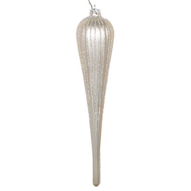 11" Champagne Matte Glitter Drop Ornaments 3 Per Bag