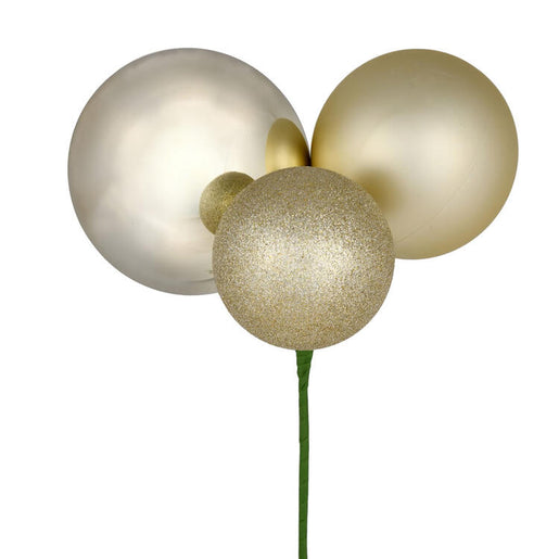 18" Champagne Ball Ornament Picks 2 Per Bag
