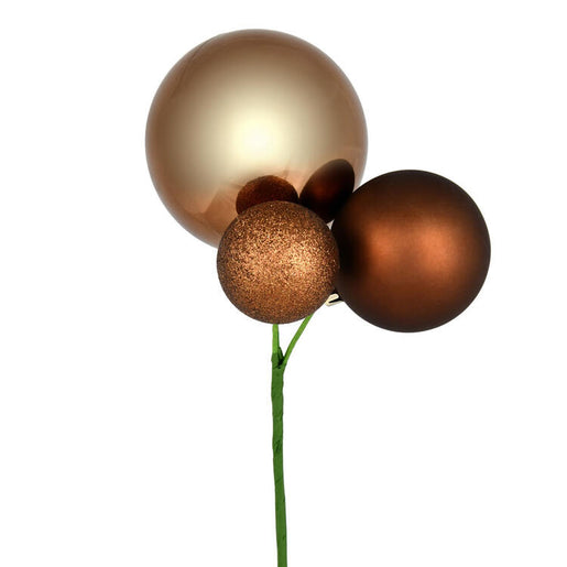 18" Mocha Ball Ornament Picks 3 Per Bag