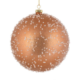 8" Rose Gold Ice Ball Ornaments 2 Per Bag