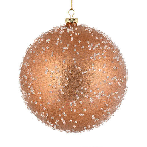 8" Rose Gold Ice Ball Ornaments 2 Per Bag