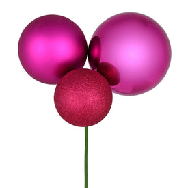 18" Fuchsia Ball Ornament Picks 2 Per Bag
