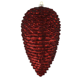 10" Burgundy Matte Glitter Pine Cones 2 Per Box
