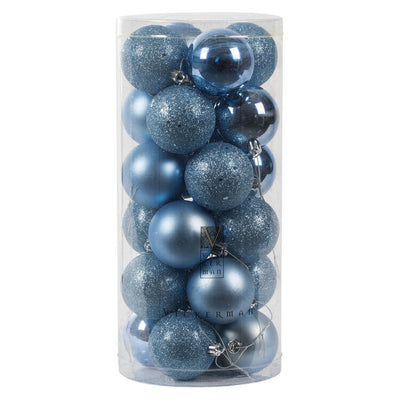 2.4" Periwinkle Four-Finish Ball Christmas Ornaments24 Per Box