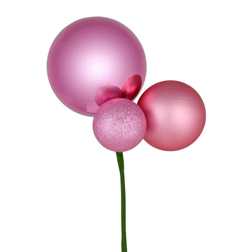 18" Pink Ball Ornament Picks 3 Per Bag