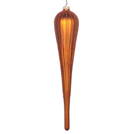 11" Copper Matte Glitter Drop Ornaments 3 Per Bag