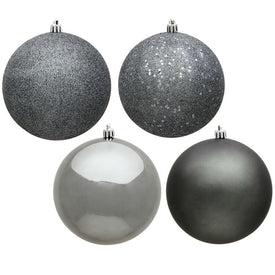 2.75" Pewter Four-Finish Ball Christmas Ornaments 20 Per Box