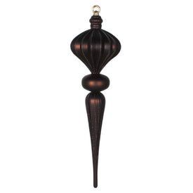 21" Chocolate Matte Glitter Finial Ornament
