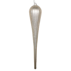 15.75" Champagne Matte Glitter Drop Ornaments 2 Per Bag