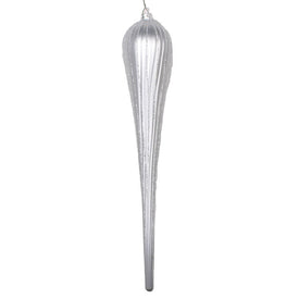 15.75" Silver Matte Glitter Drop Ornaments 2 Per Bag