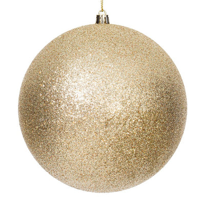 6" Champagne Four-Finish Ball Christmas Ornaments 4 Per Box