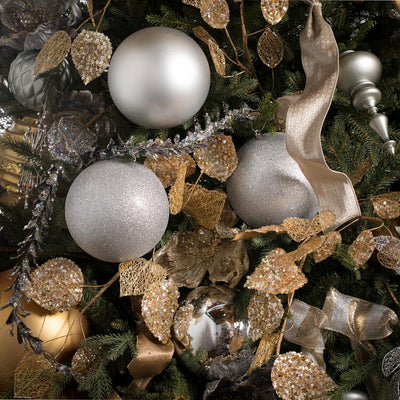 6" Silver Four-Finish Ball Christmas Ornaments 4 Per Box